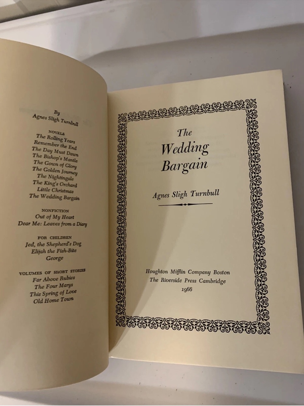The Wedding Bargain by Agnes Sligh Novel 1966 AGNES SLIGH TURN BULL 1st Printing